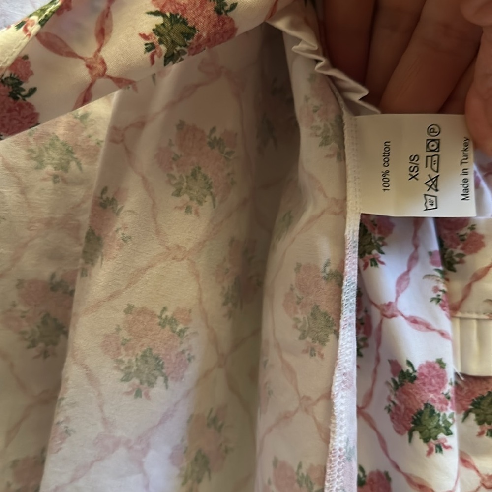 Mrs. Alice Pink Bouquet Dressing Gown Floral Patterned Robe House Dress SzXS-S - Picture 7 of 10